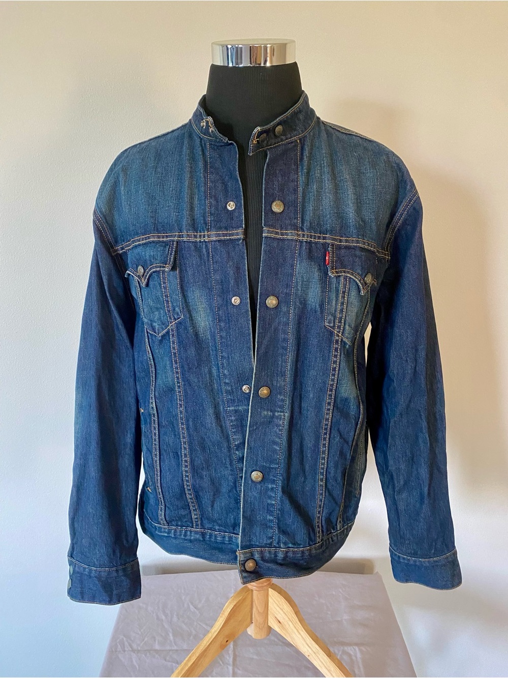 Vintage Y2K Levi’s Easy Rider 70550-0496 Denim Moto Jacket XL with Stand Collar